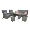 Meble technorattanowe TRIVENTO DINING 3 + PUFY Dark Grey
