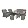Meble technorattanowe TRIVENTO DINING 3 + PUFY Dark Grey